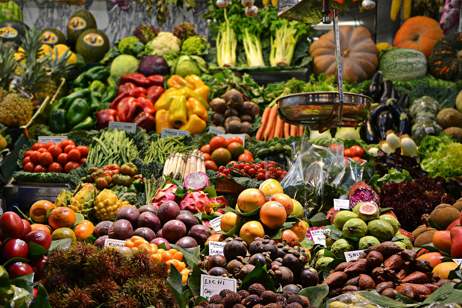 Produce crates at a market stand. Honor Box.
